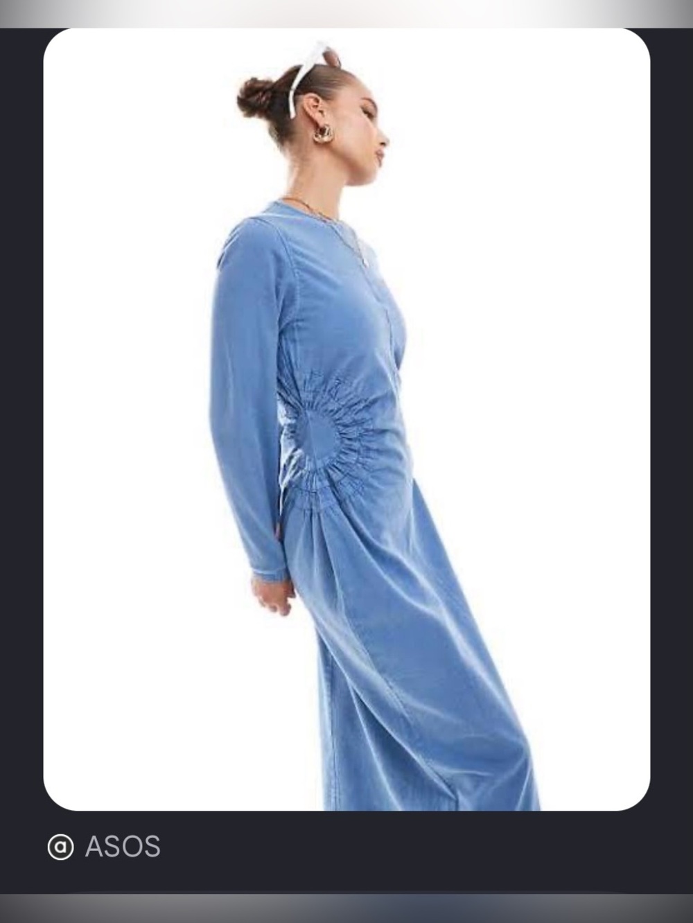 ASOS DESIGN washed twill midi dress in denim blue acid wash size 10 NWT - Picture 2 of 12